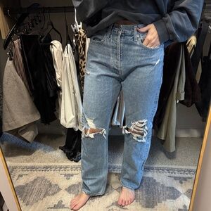 Agolde Light Blue Distressed 90s mid rise Jeans